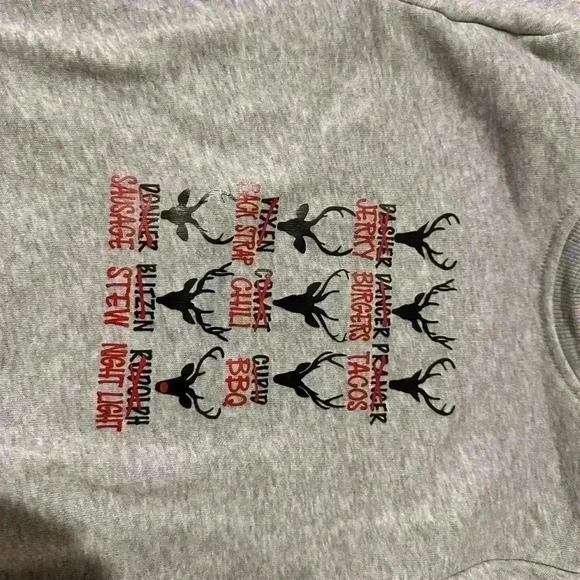 Kids Christmas Reindeer Names Sweatshirt Funny Graphic Holiday Top - Picture 2 of 2